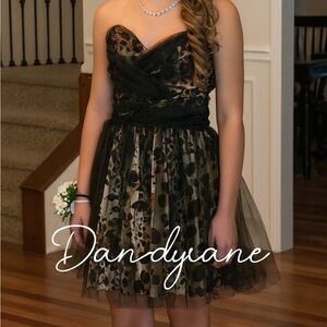 Masquerade Animal Print Chiffon Strapless Cocktail Prom Dress Size 5/6